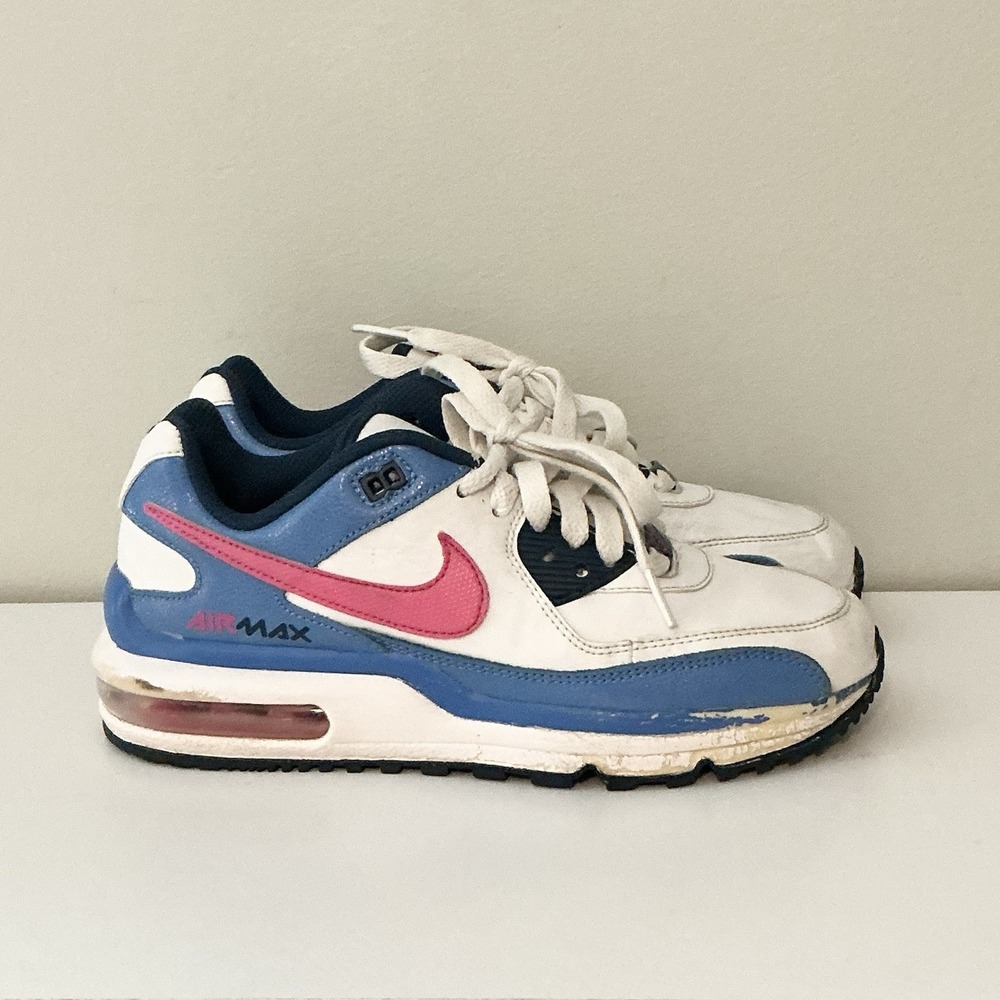 Nike Air Max 1 Low Ice White Nike Blue Pink Swoosh Kids Shoe Size 3.5 Y